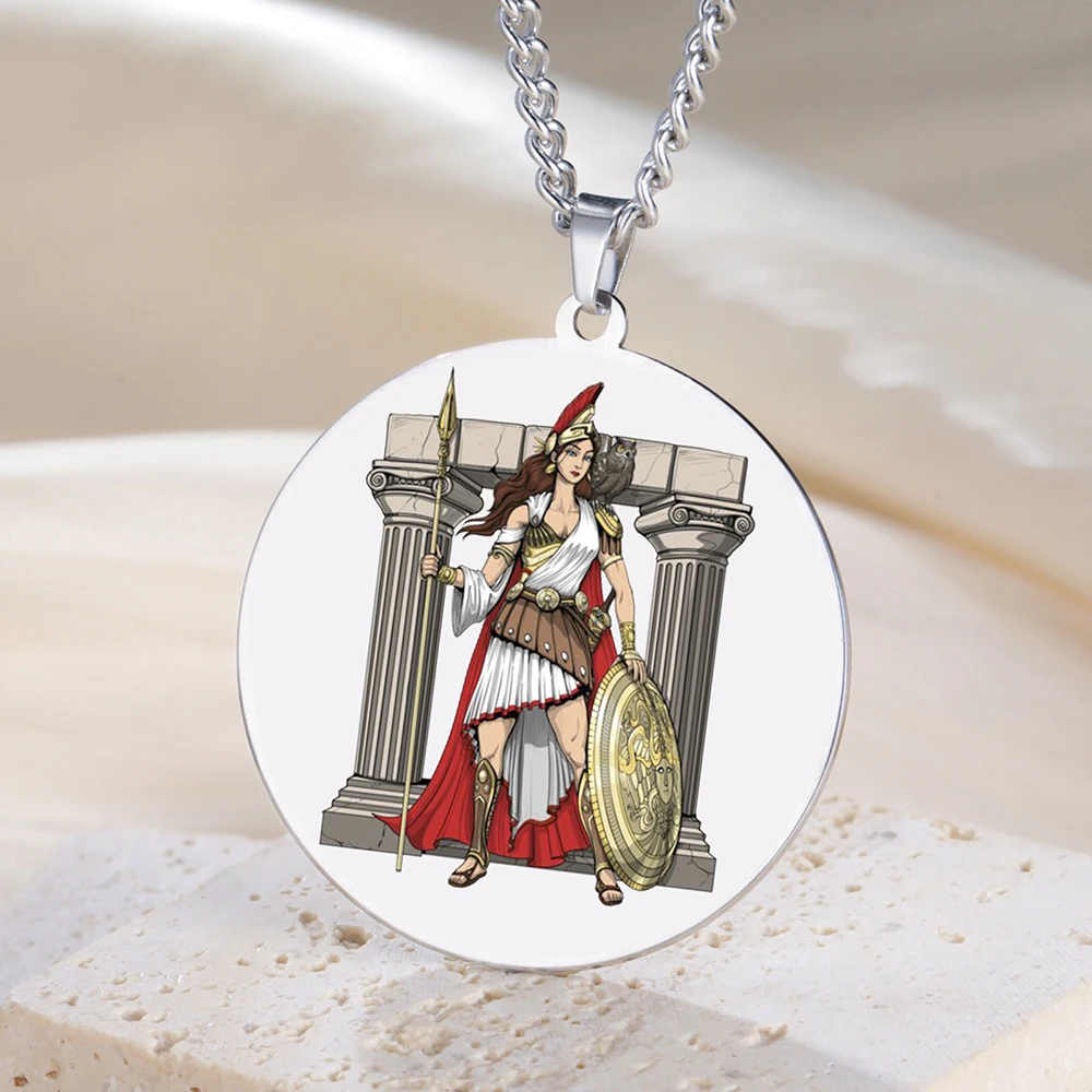 Ожерелье Dawapara Athena, ожерелье из древнегреческой мифологии, религиозная защита, талисман, ювелирные изделия из нержавеющей стали Ожерелье Dawapara Athena, ожерелье из древнегреческой мифологии, религиозная защита, талисман, ювелирные изделия из нержавеющей стали