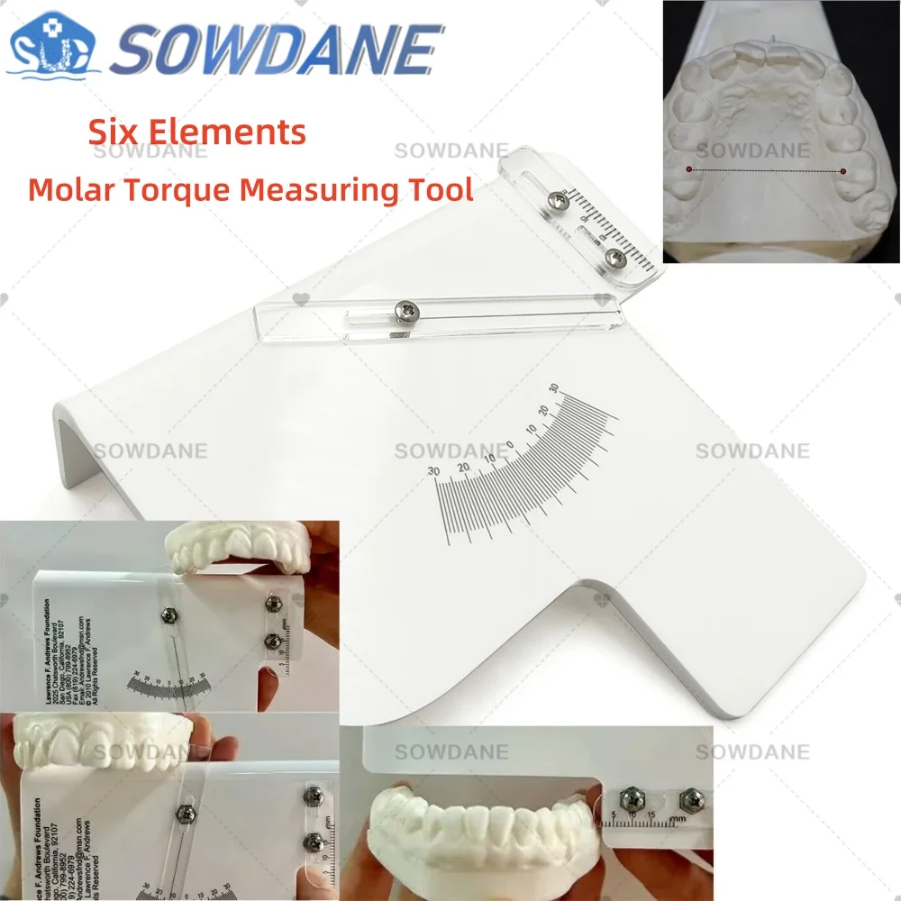 

6 Six Elements Dental Measuring Ruler Molar Torque Caliper Measure Device Dental Combined Protractor Sliding Positioning Ruler
