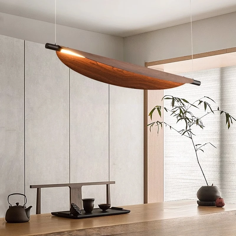 

Wabi-sabi tea room chandelier designer personalized creative retro leaf dining table dining room