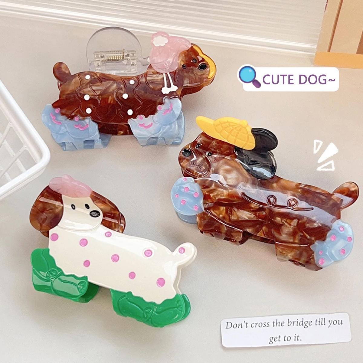 

Cute Acetate Dog Hair Claw Clip Lovely Puppy Hairpin Cartoon Animal Acetic Acid Hair Crab Women Girls Barrette Hair Accessories