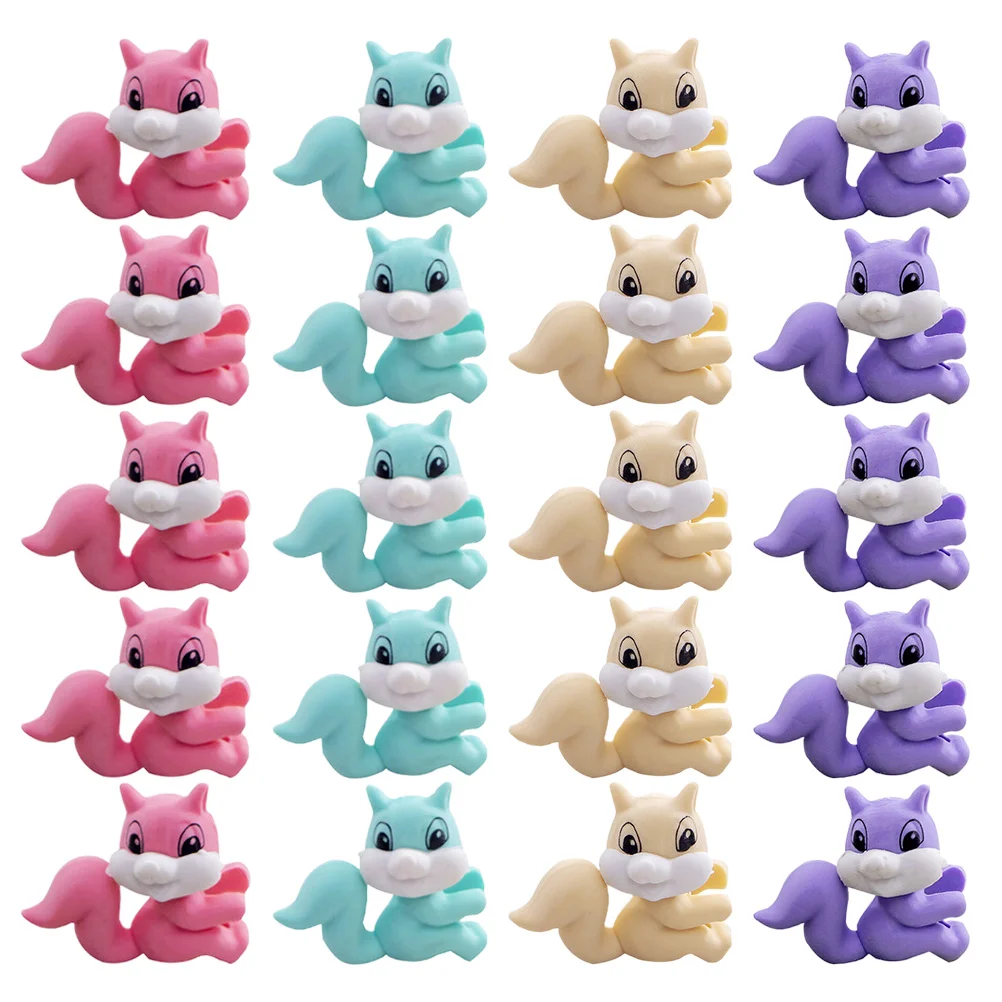 20 Pcs Erasers Miniatures for Kids Bulk Animal Toddler Rubber Student Lovely Squirrel