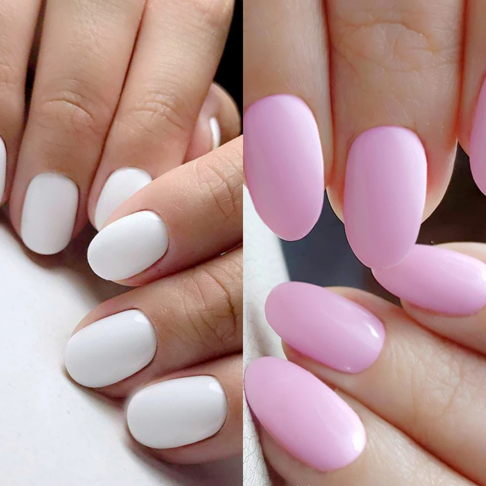 

2-Tone Fake Nails Press Ons White Pink Woman DIY Y2K False Nail With Glue Sticker Acrylic Finger Tips Manicure Supplies