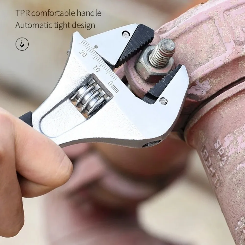 

8/10/12 дюймов регулируемый ключ с храповым механизмом, нескользящая ручка, многофункциональный ключ для ванной комнаты, универсальный гаечный ключ с большим отверстием для домашнего использования