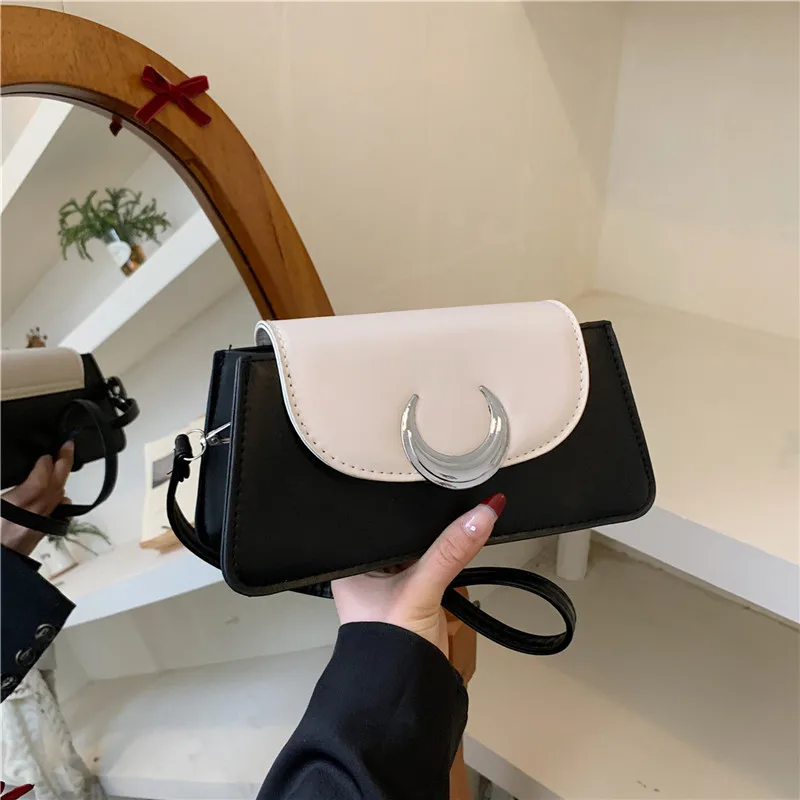 High-quality Niche Design Contrast Small Square Crossbody Bag New Crescent Shoulder Bag Female Designer Luxury Crossbody Bag