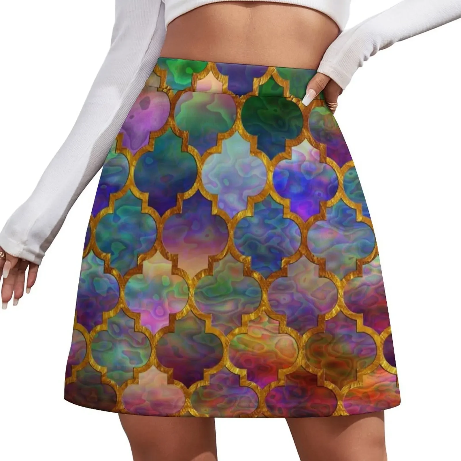 

Arabic moroccan mosaic pattern Mini Skirt korean style women clothing Kawaii Mini Skirt