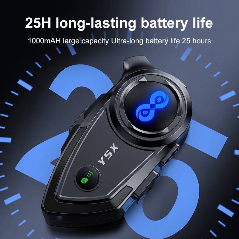 1/2PC Y5X Motorcycle Helmet Bluetooth Intercom Headset IPX6 Waterproof 4 CVC+DSP Double Intelligent Noise Riders Group 500/1000M