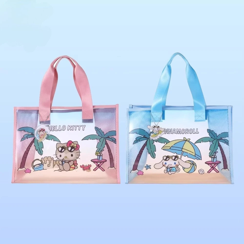 

Sanrio Family Summer Black Leather Series Relaxed Beach Bag Transparent Shoulder Bag Large-capacity Cosmetic Bag cinnamoroll