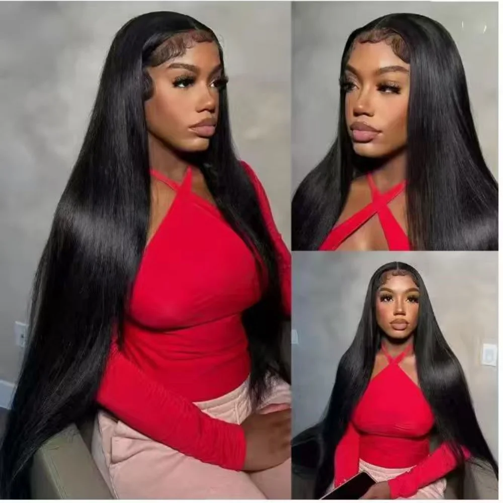 250 الكثافة 13x4 13x6 كامل أمامي 360 HD الدانتيل الشفاف 30 40 بوصة طويل مستقيم 5x5 إغلاق الشعر البشري قبل قطعها الباروكات