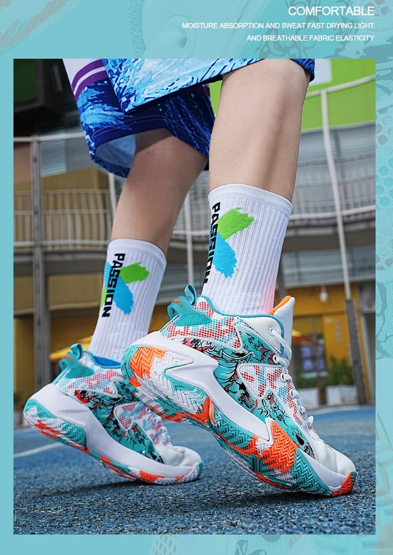 Herren-Basketballschuhe, atmungsaktiv, für den Außenbereich, Unisex, leichte Sportschuhe, Trainer, sportliche Damen-Unisex-Sneaker von hoher Qualität – Detail 3
