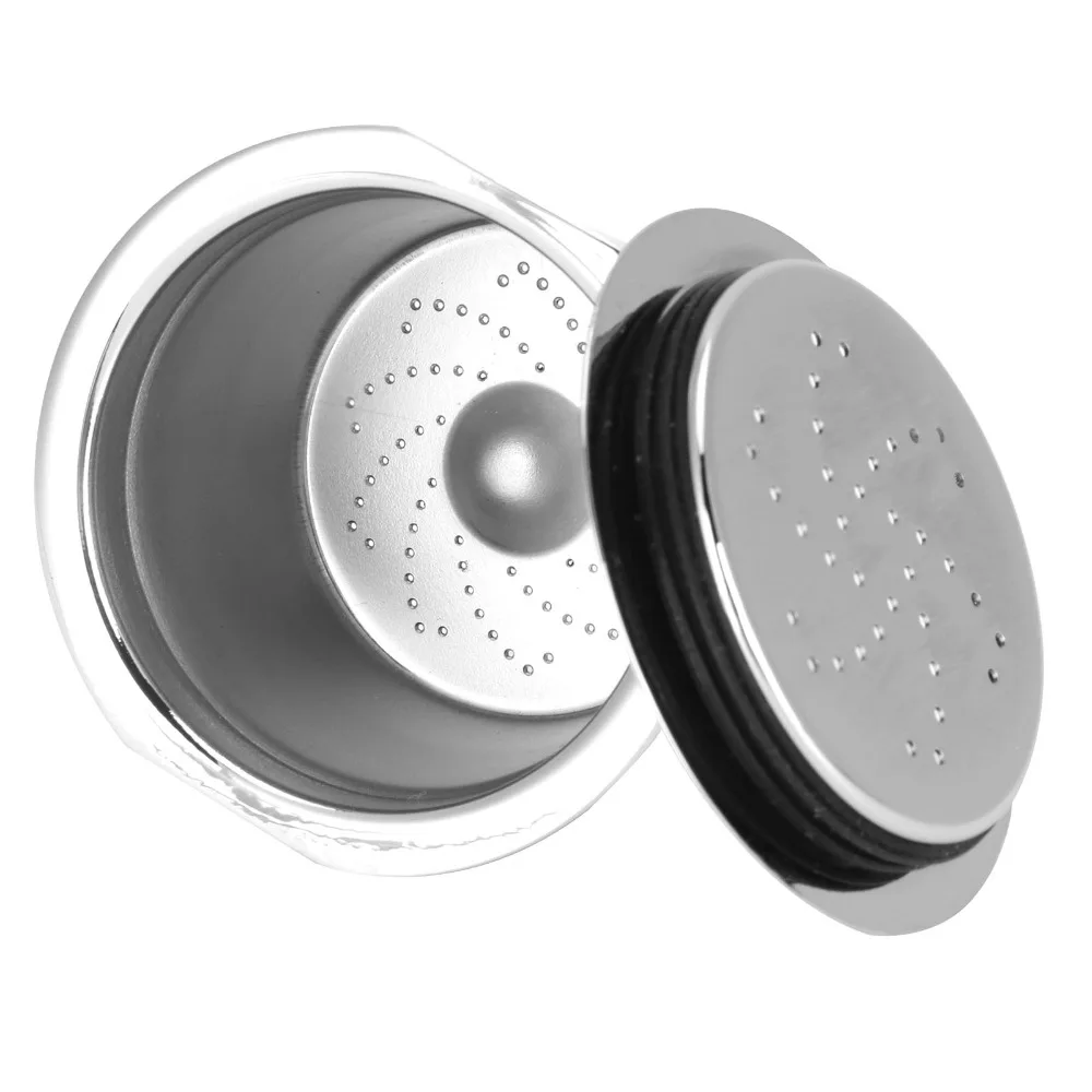 304 Stainless Steel Reusable Coffee Capsule 45x30x25mm Refillable Design Coffee Capsule Cup Reusable Filter With Spoon Brush