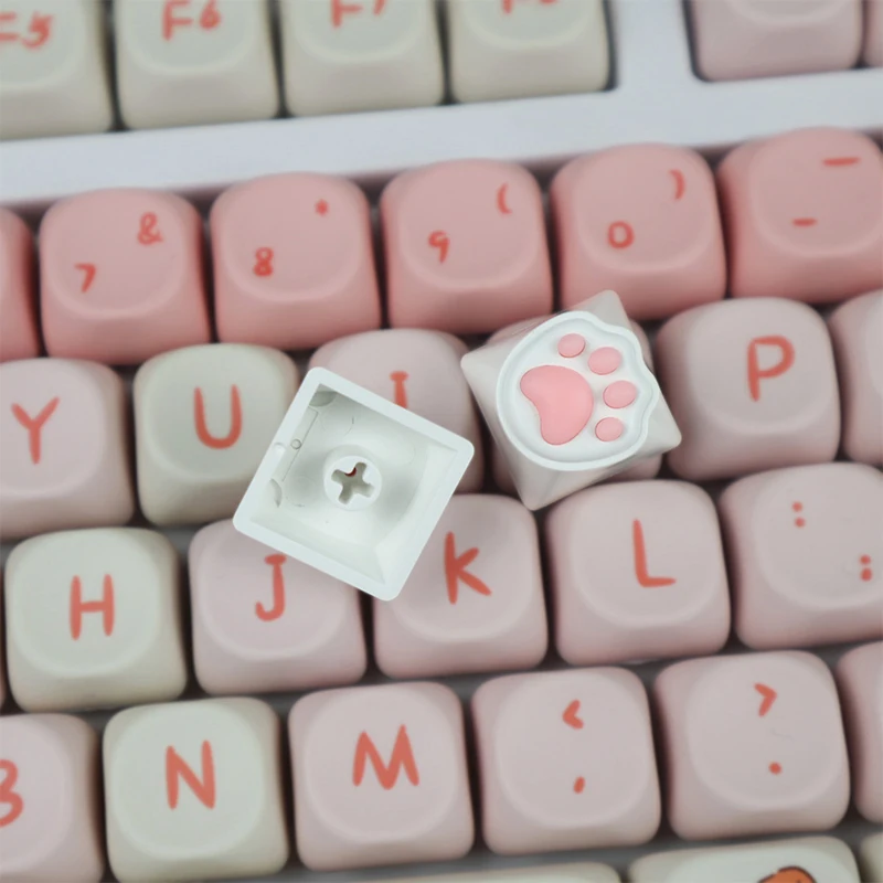 1Pc Mechanical Keycaps Cross Axis Girl Pink Cute 3D Soft Silicone Cat Claw Keycaps ESC Personalised Gift Keyboard Caps