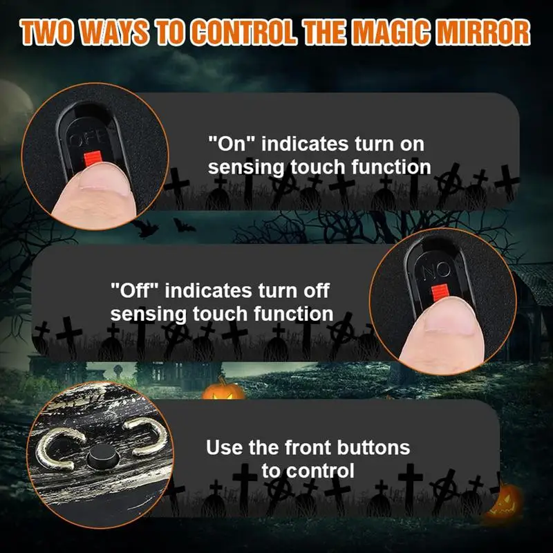 Scary Motion Activated Mirror Creepy Sound Haunted Reflections Mirror Halloween Scary Portrait Horror Prop For Indoor Halloween