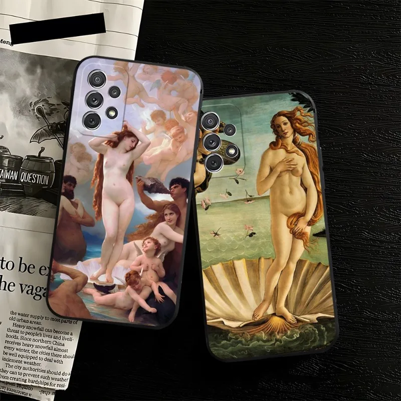 Art Painting The-Birth-Of-Venus Phone Case Back For Samsung S22 S23 S30 S21 S20 S9 S10 S8 S7 S6 Pro Plus Edge Ultra Fe Cover