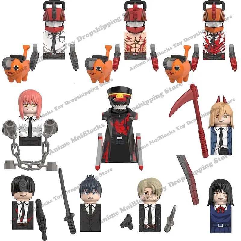 WM Blocks WM6159 Anime Demon Cartoon Bricks Samurai Sword Denji Pochita Makima Power Aki Asa Kishibe Assembl Toys Gifts