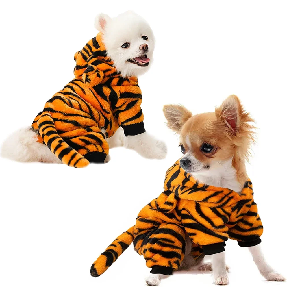 Coral Fleece Cosplay Costume for Pet Clothing for Small Dogs Puppy Cats Clothes Chihuahua Yorkshire Hoodie Coat Tiger Dinosaur