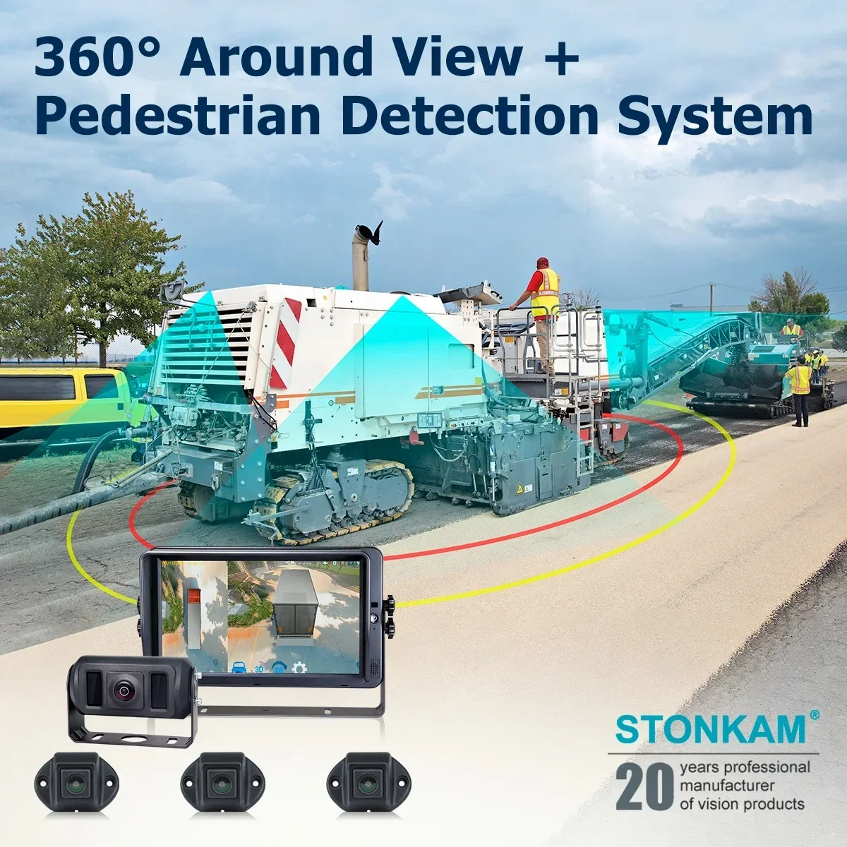 

2025/STONKAM 10.1 inch truck hd 3d bird eye monitor camera for 360 panoramic view monitor camera system