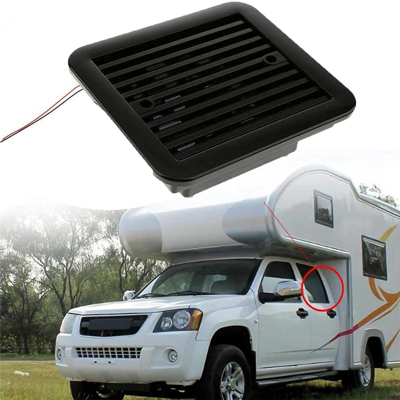 Ventilación de remolque de aire lateral para caravana, ventilador de escape silencioso impermeable, accesorio de coche, negro, 12V