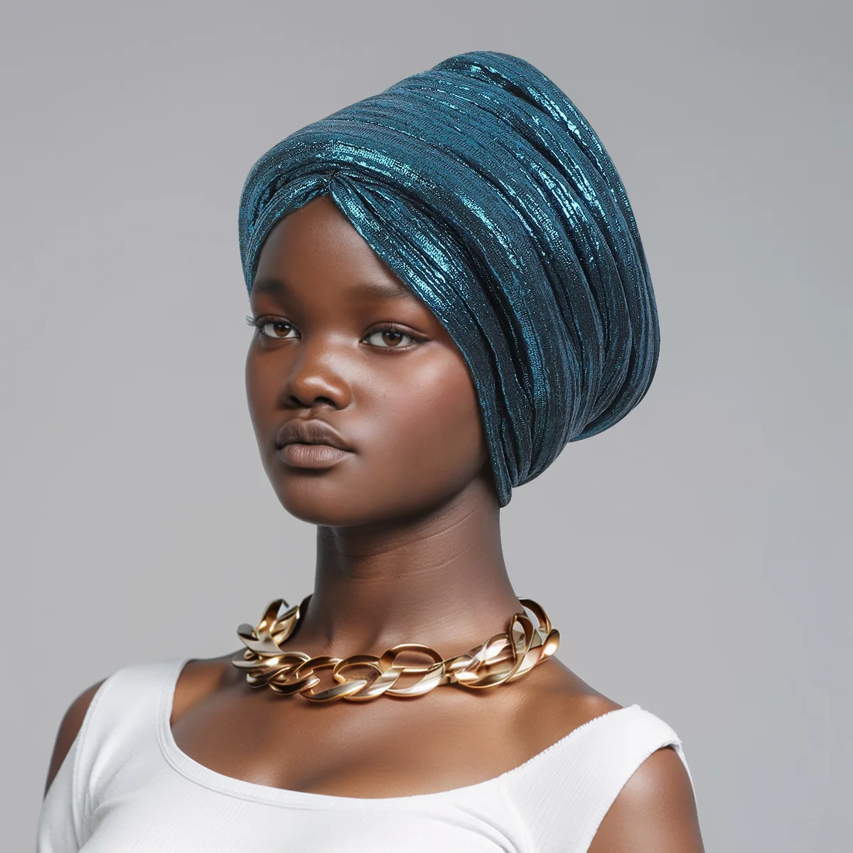 

2025 Shiny African Women's Turban Cap Ready to Wear Nigeria Auto Gele Headtie Female Fashion Glitter Head Wraps Turbante Mujer
