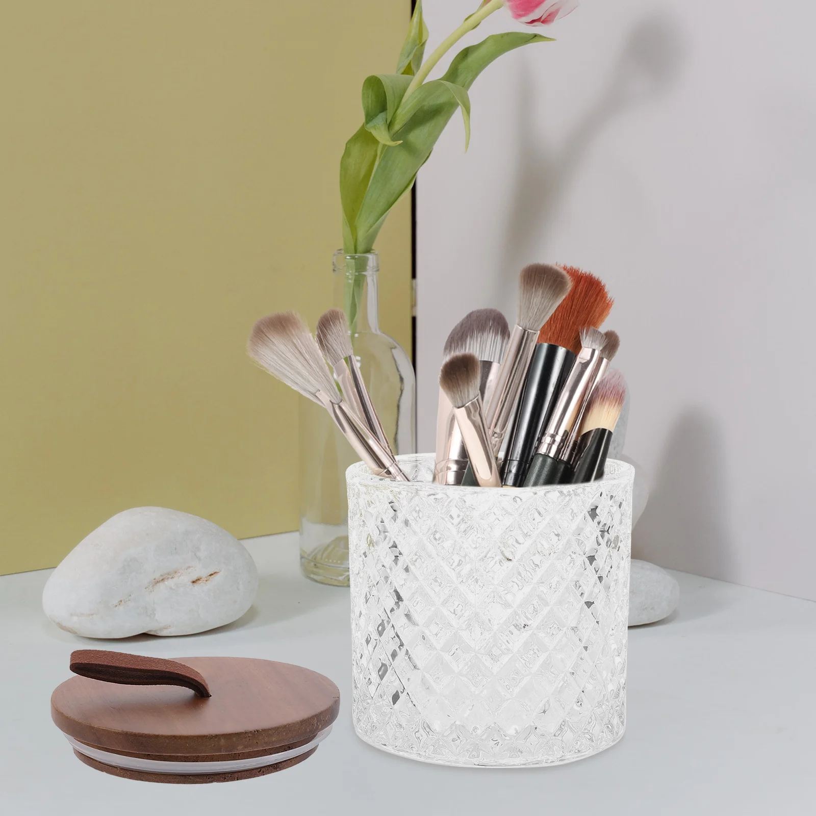 

Glass Storage Jar Wood Lid Containers for Coffee Beans Tea Flour Sugar Dried Fruit Candy Nuts Wide Mouth Airtight Sealing