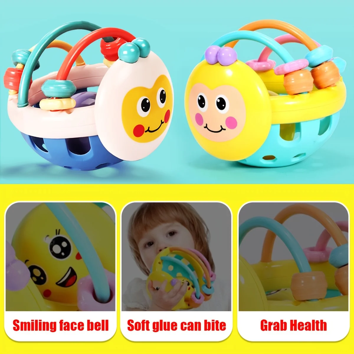 동물 모양 벌 모양 다채로운 딸랑이 & 감각 발달 치발기 (아기 및 유아용), 다기능 감각 학습 장난감 (영유아용)