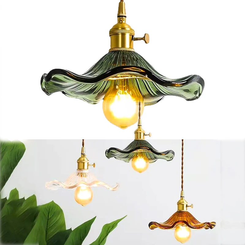 

DAMIASMIL Nordic Simple Pendant Light Bedroom Dinging Room Bar Colorful Glass Copper Kitchen Island Glass Hanging Lamp Fixture