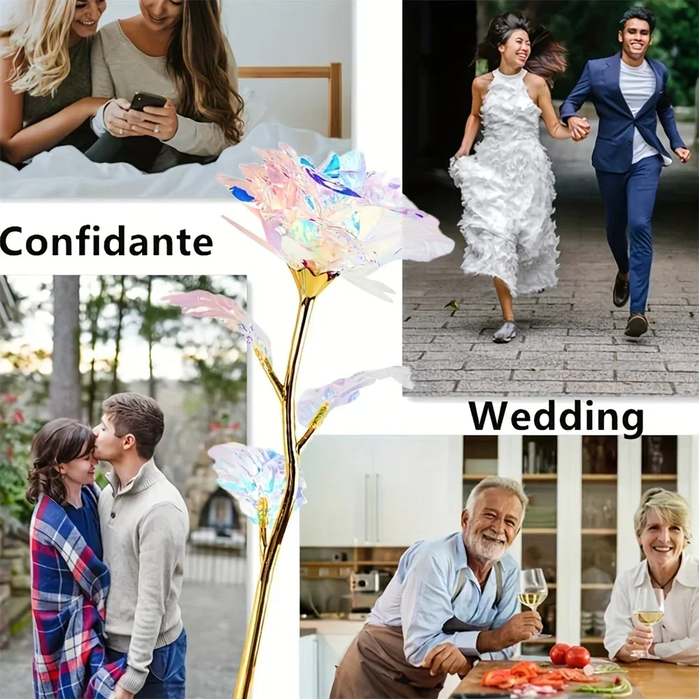 1-10 قطعة هدية عيد الحب الإبداعية 24K احباط مطلي ارتفع وردة ذهبية آخر إلى الأبد الحب ديكور الزفاف عاشق الورود الإبداعية هدية #5