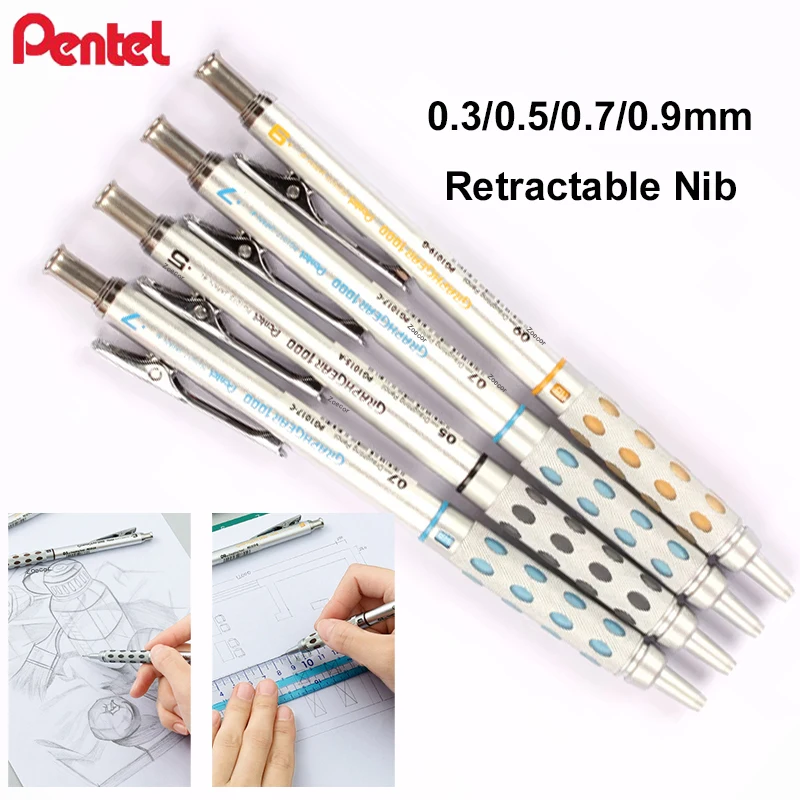 

Профессиональный механический карандаш Pentel с металлическим нескользящим корпусом, удлиненным наконечником 4 мм, для маркировки и скетчинга