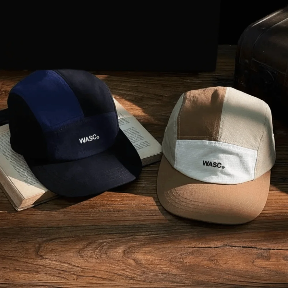 

5 Panel Patchwork Color Baseball Caps Sun Protection Breathable Patchwork Peaked Caps Quick Dry Hip Hop Cap Outdoor Activities