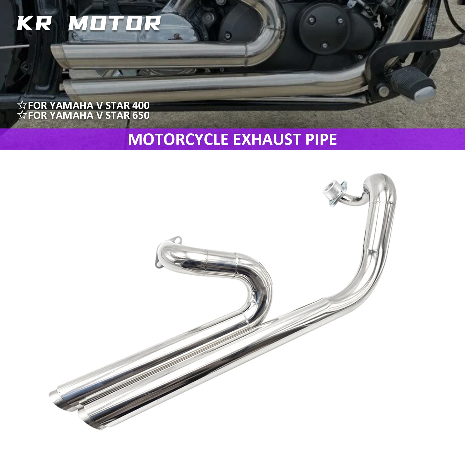 Adatto Per Yamaha V Star XVS650 XVS400 DS650 Dragstar650 Dragstar400 1991-2017 Moto Fatti A Mano Sistema di Scarico Marmitta Tubi