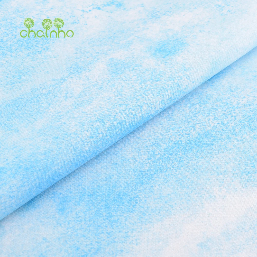 Chainho,Blue Colour Printed Plain-Weave Cotton Fabric,Patchwork Clothes For Handmade DIY Quilting Sewing Craft,Bag,Toy Material