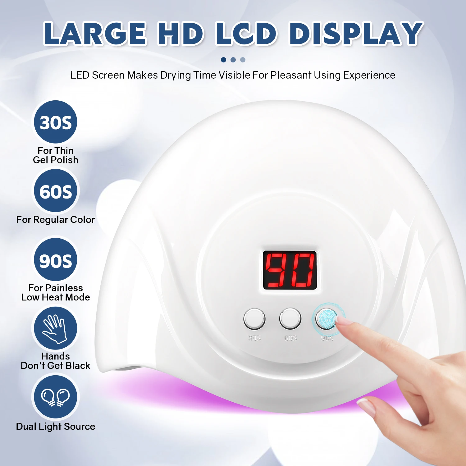 72W UV LED Nail Lamp 24 LEDs Professional Nail Dryer Gel Polish Light with 3 Timer Settings Automatic Sensor for Curing All Gel