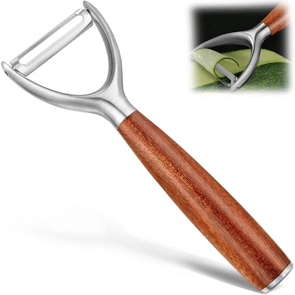 Premium Kitchen Peeler Multi-functional Stainless Steel Fruit Peeler Ultra Sharp Blade Real Wood Handle Vegetable Peeler
