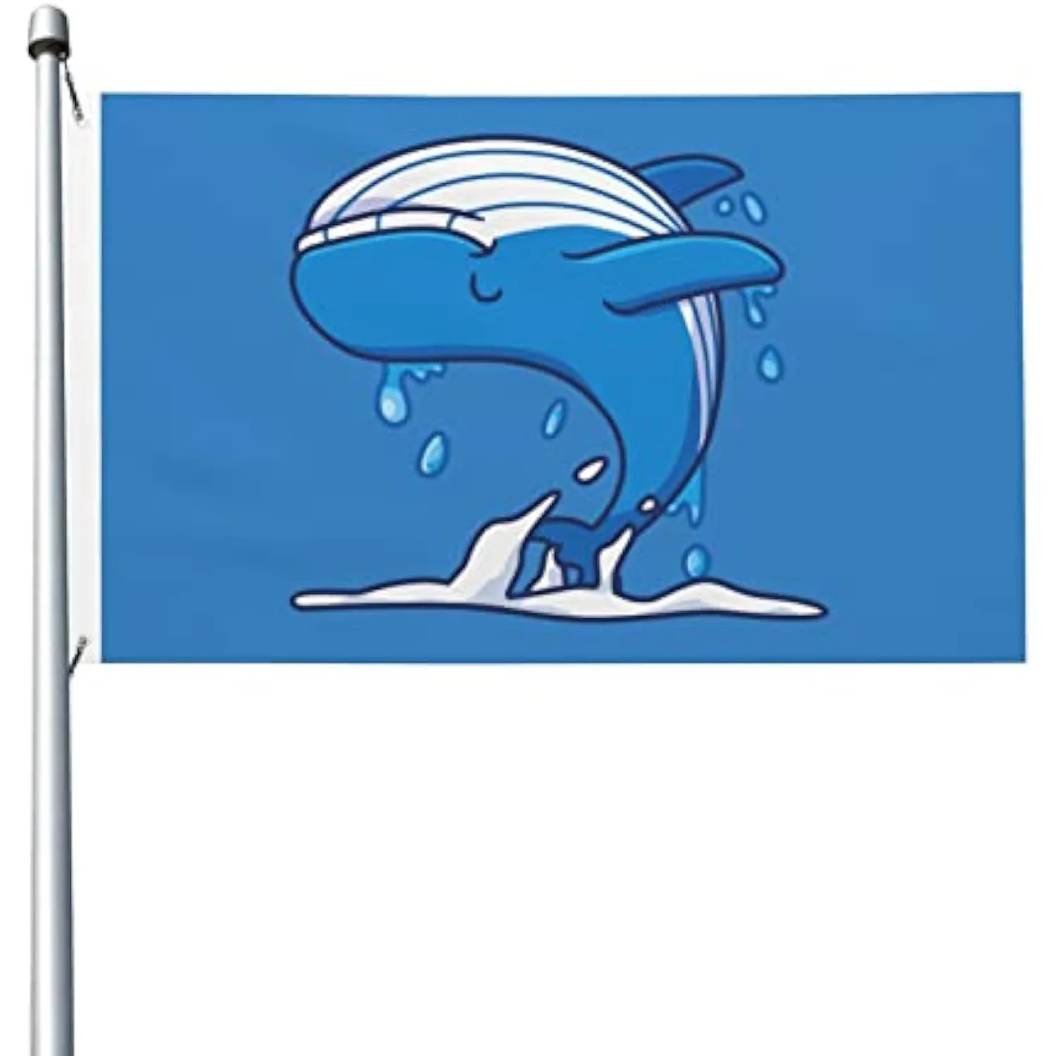 Cute Blue Whale Jumping Cartoon Flag Single-sided Printing Durable Outdoor Patio Banner 3x5 Ft And 4x6FT