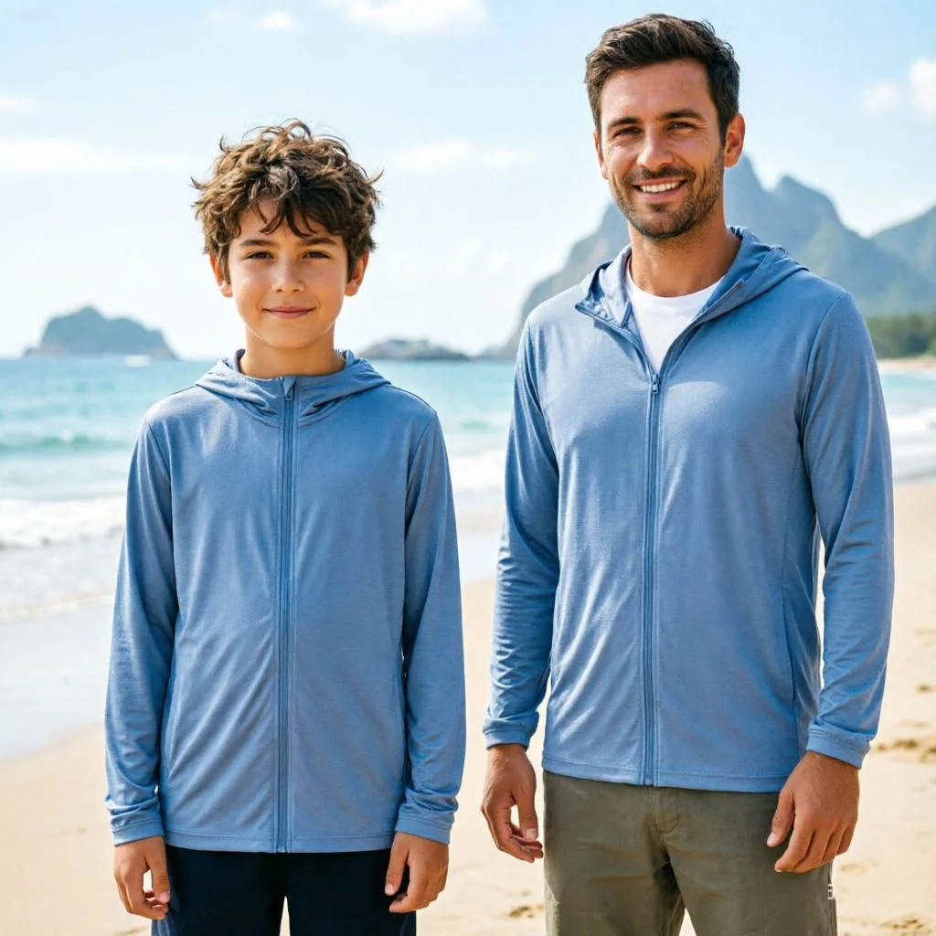 2026 New Summer UPF50+ Sun Protection Hoodie Ice Silk Mesh Breathable UV Jacket Couple & Family Matching Coat for Men & Kids