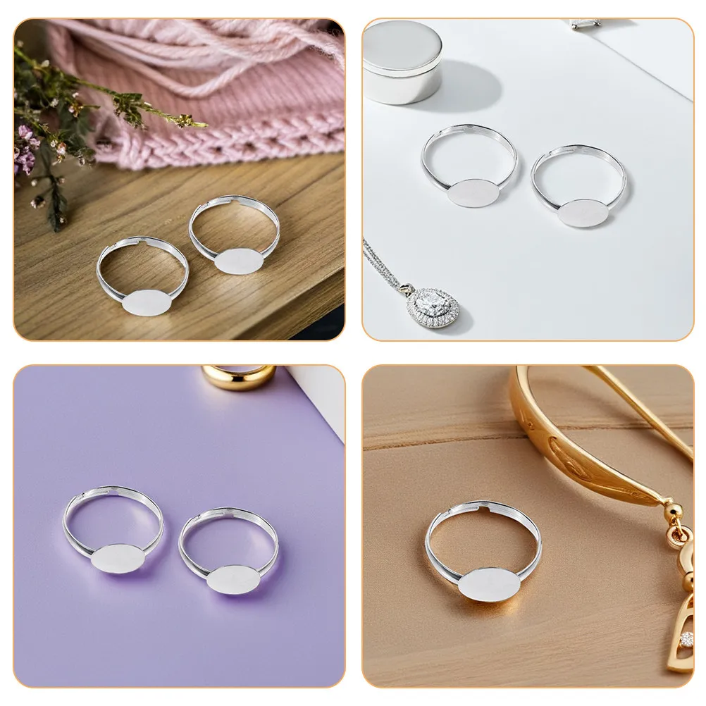 50Pcs Adjustable Flat Ring Bases 10Mm Pad Size for Jewelry Craft Supplies DIY Ring Making Blank Settings Secure Adhesive view 6