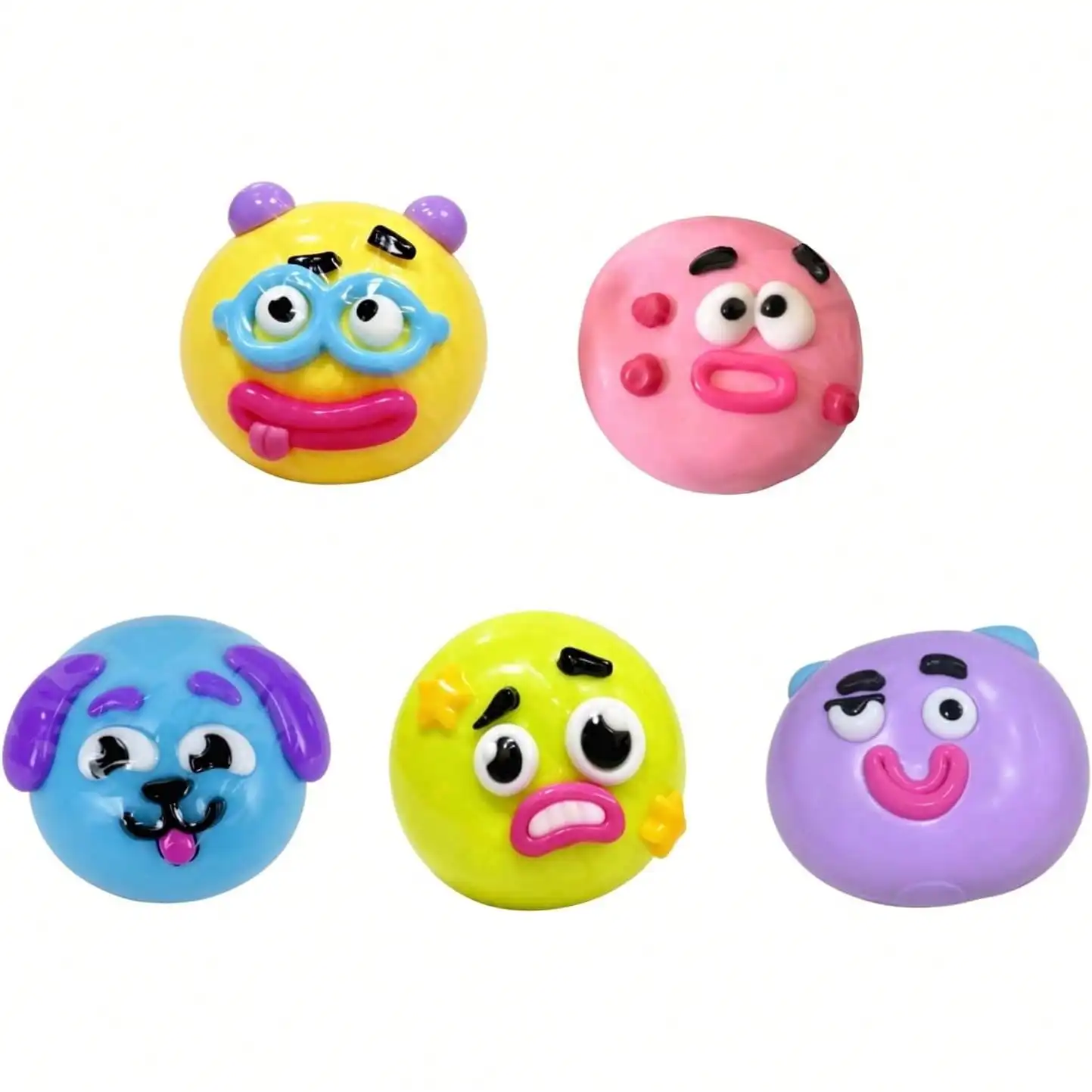 

5Pcs Squishy Fidget Toys Slow Rising Stress Balls Squeeze Toys Curiosities Face Stress Sensory Anxiety Relief Slow Rise Toy Party Favors Gift Adults Kids (Multiple Color)