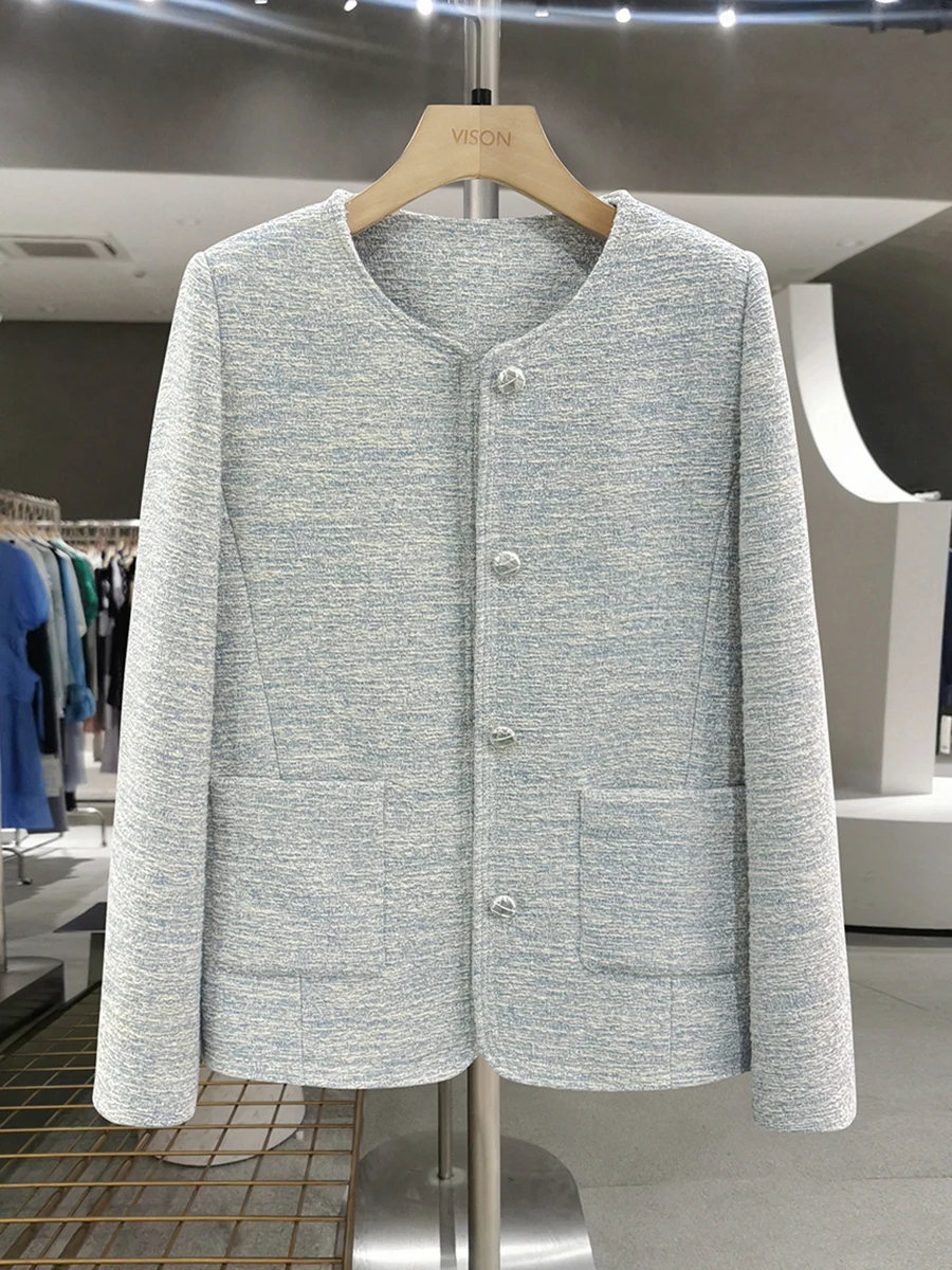 

Женская верхняя одежда Blue Ele: новая коллекция Весна-Осень 2026, высококачественный топ прямого кроя, однотонный, стильный дизайн