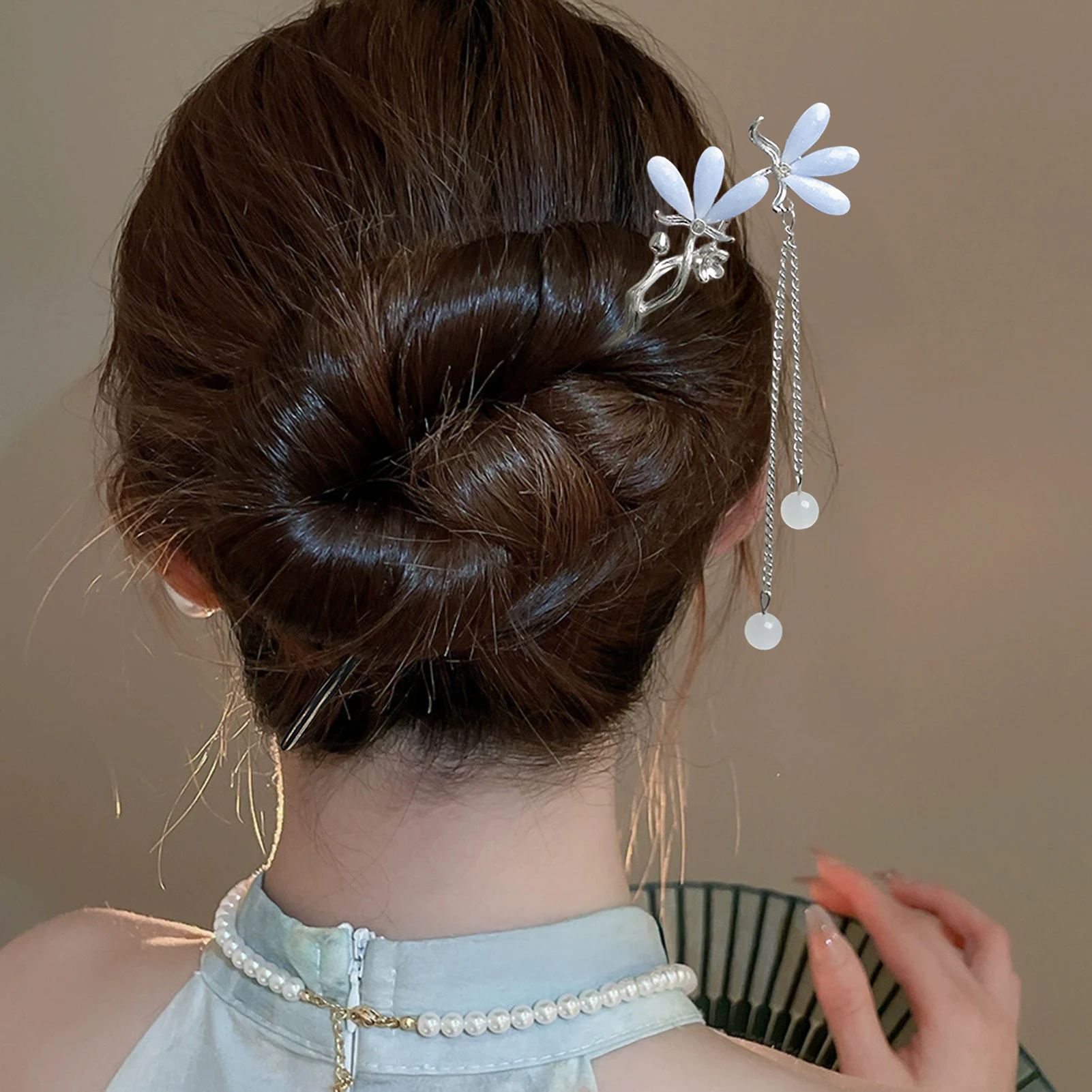 

Retro Flower Hairpin For Women Chinese Style Floral Tassel Hair Stick Elegant Vintage Metal Hairpin Girls Hair Accessories