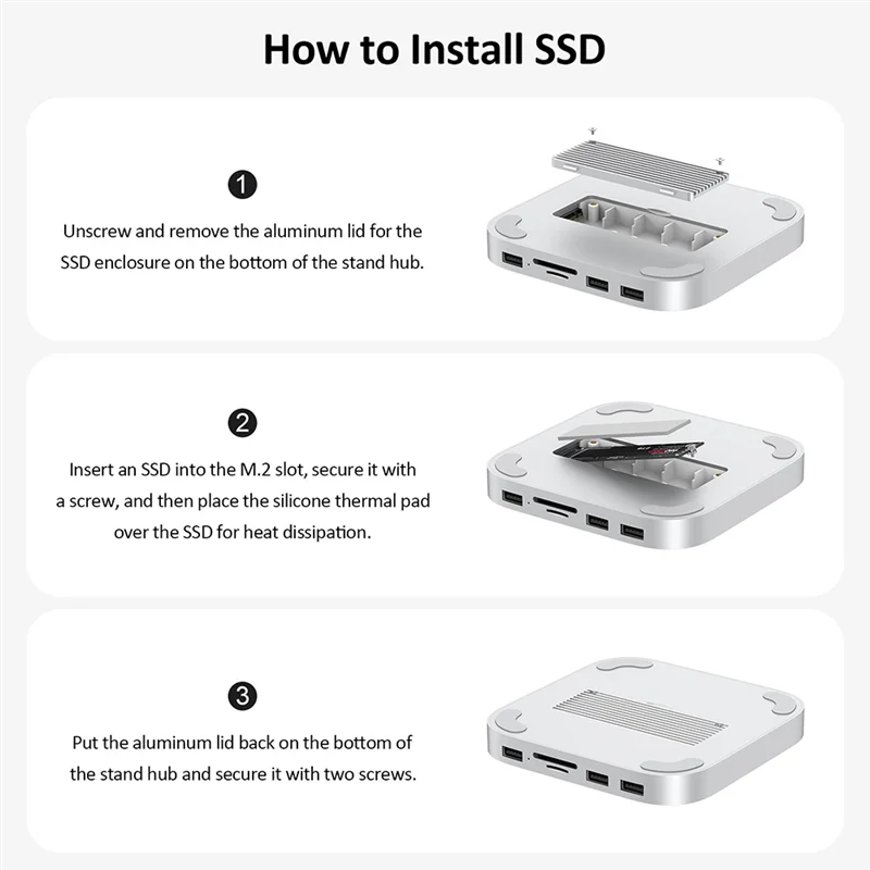 

AM-For Mac Mini USB C Hub With M.2 SSD Enclosure For Mac Mini M4/M4 Pro Stand Type-C Dock Station USB3.2 SD/TF4.0