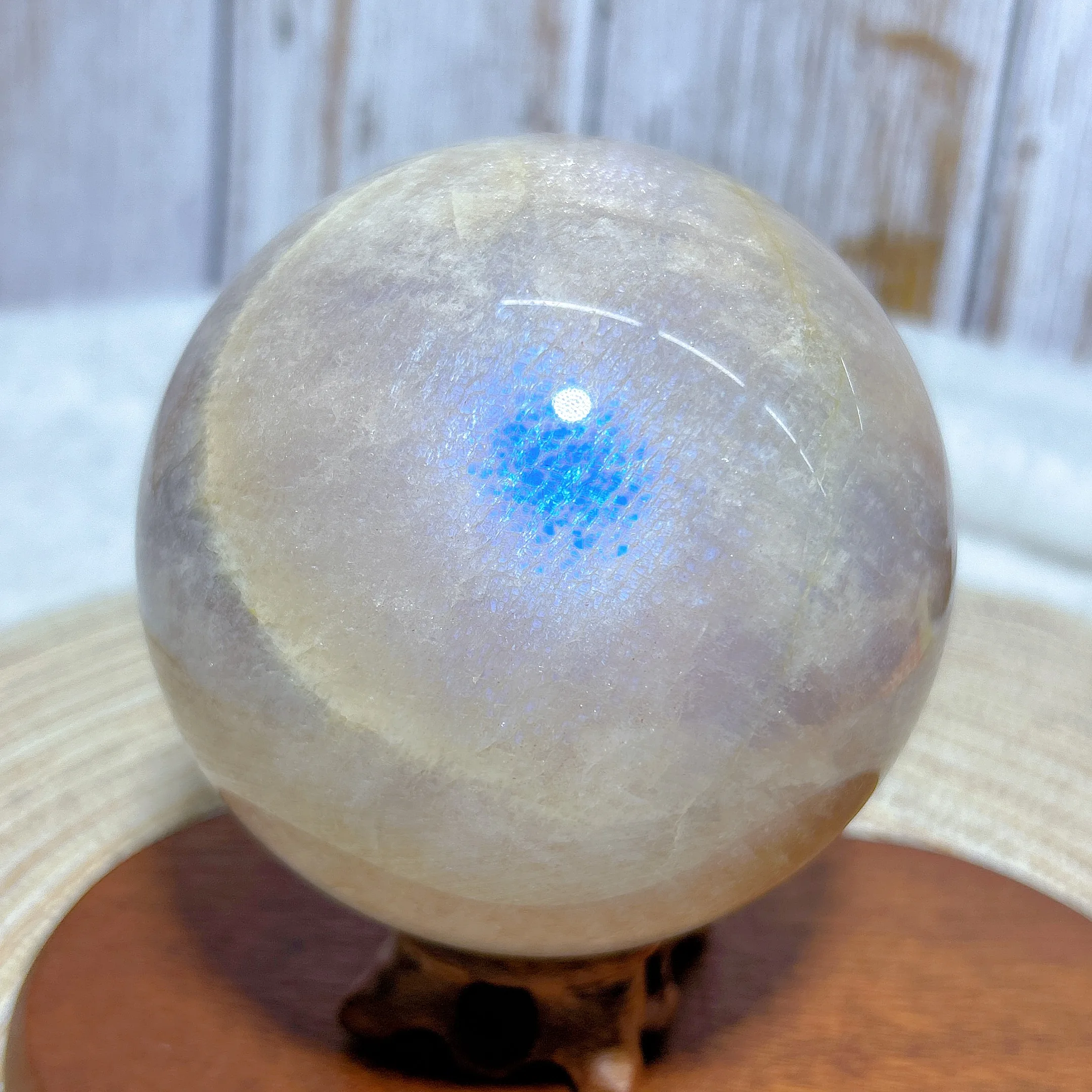 

Natural Crystal Moonstone With Sunstone Large Sphere Ball Flashy Gemstones Healing Polished Mineral Energy Home Decorations Gift