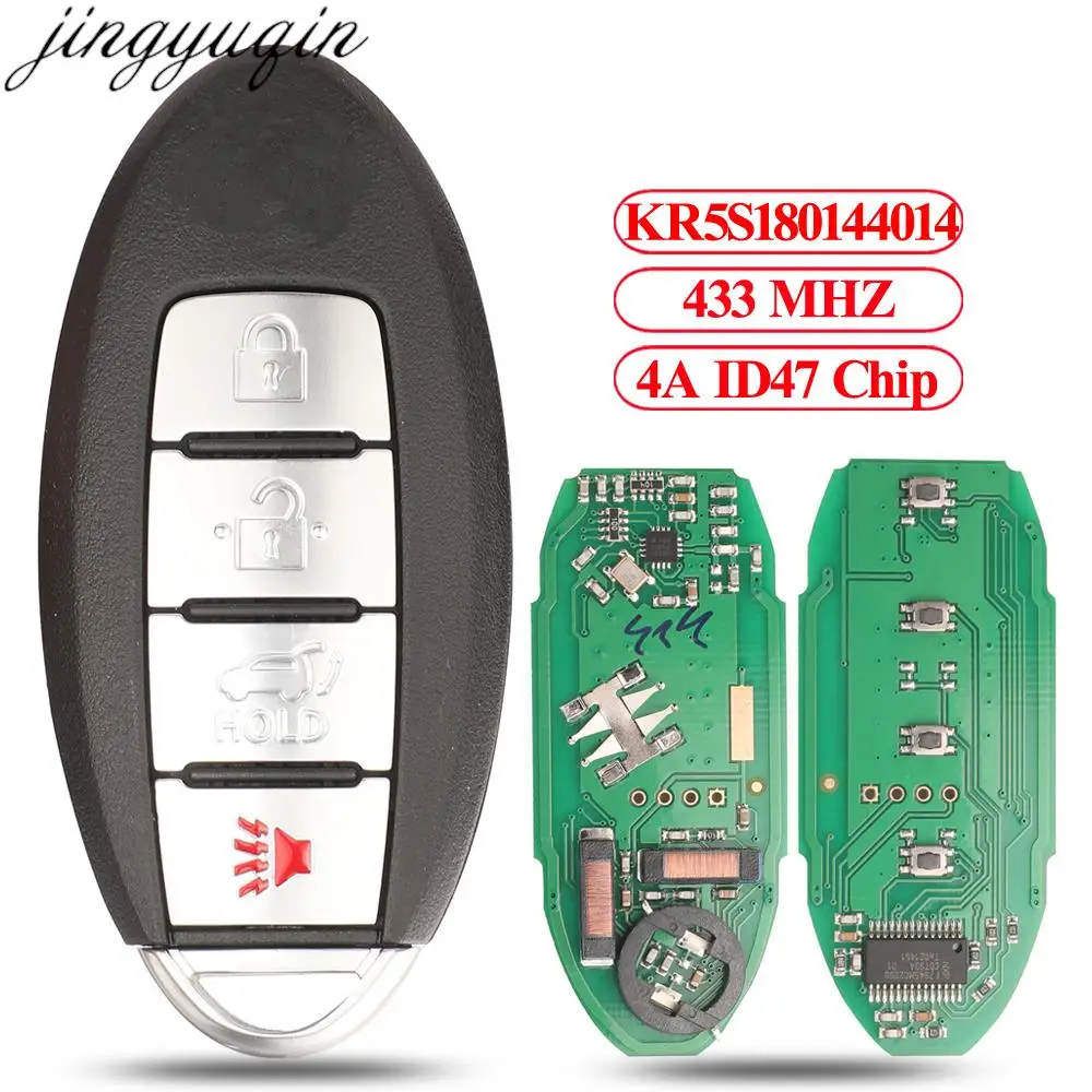 Jingyuqin 3+1 Button Remote Car Key Alarm 433MHz 4A ID47 Chip For Infiniti JX35 2013 Nissan QX60 2014 2015 KR5S180144014