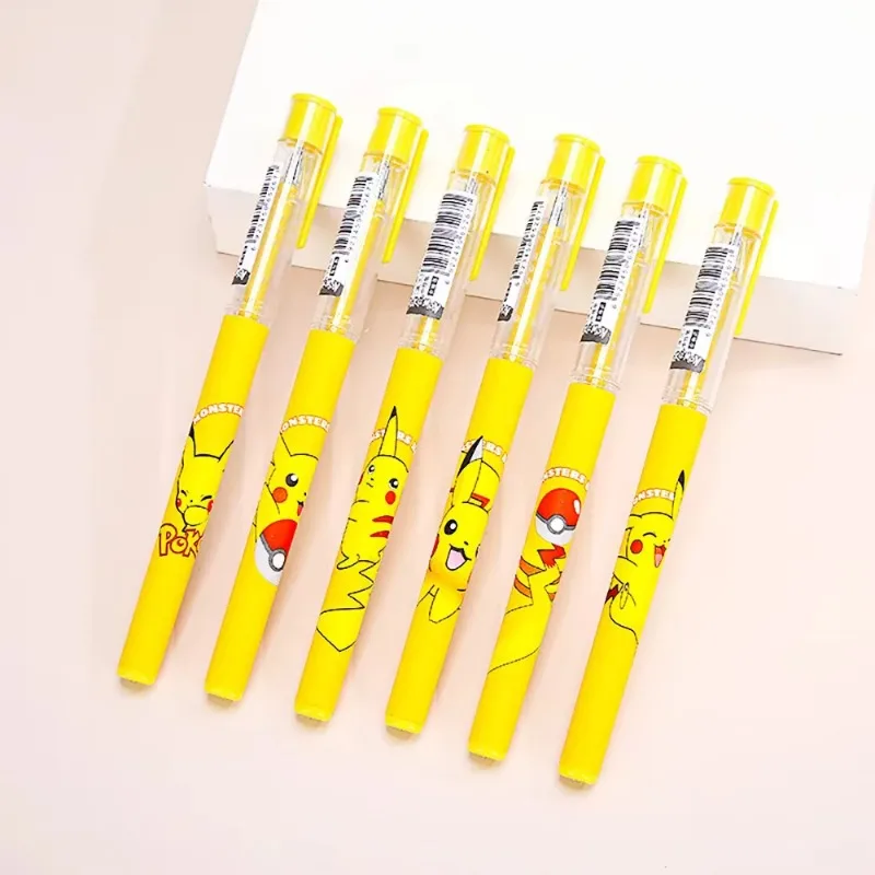 

2025 Kawaii Stationery Cartoon Gel Pens 0.5mm Writing Black Ink for Students Learning Office School Supplies Gift 6PCS Cute Pens