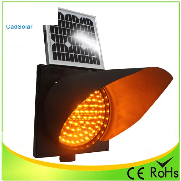 CadSolar 300mm Solar Amber Flashing Warning Light 95 LEDs IP55 CE For Road And Driveway Caution Zones