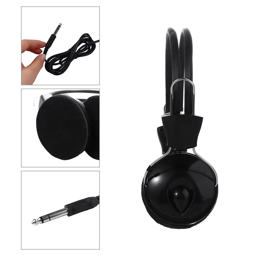 Black Electronic Accessories with Wire Electric Piano Drum Set Music Earphone Music Headphone Piano Earphone Wired Headset