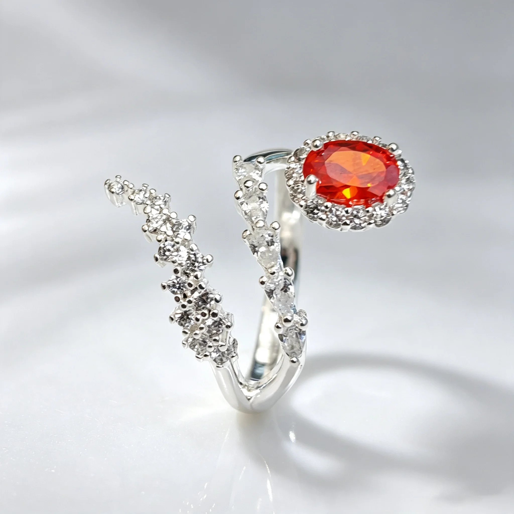 Main Orange‑red Decor Snake Adjustable Open Ring Personality Cold‑style Hand Ornament
