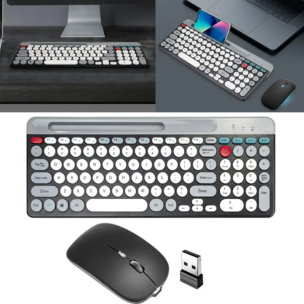 Wireless Keyboard BT Mouse Set 125hz Multi-Device Mode With Phone Stand For Win 7 Or Later ParaMa ParaAndroid