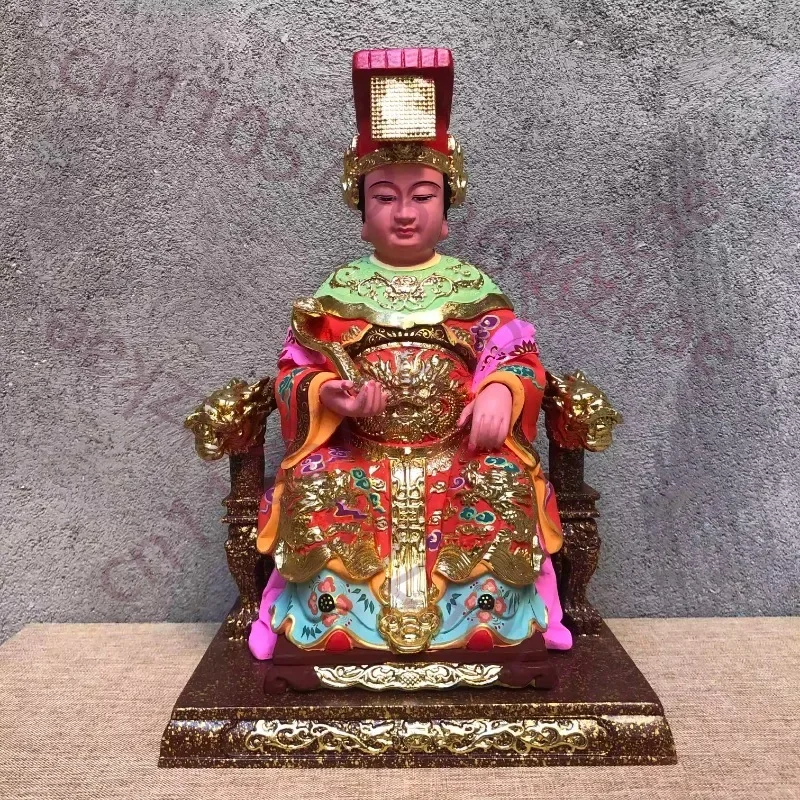 Mazu Goddess Statue, Hand-Carved Goddess of Sea Figurine for Temple & Home Blessing, Wooden Shrine Decor