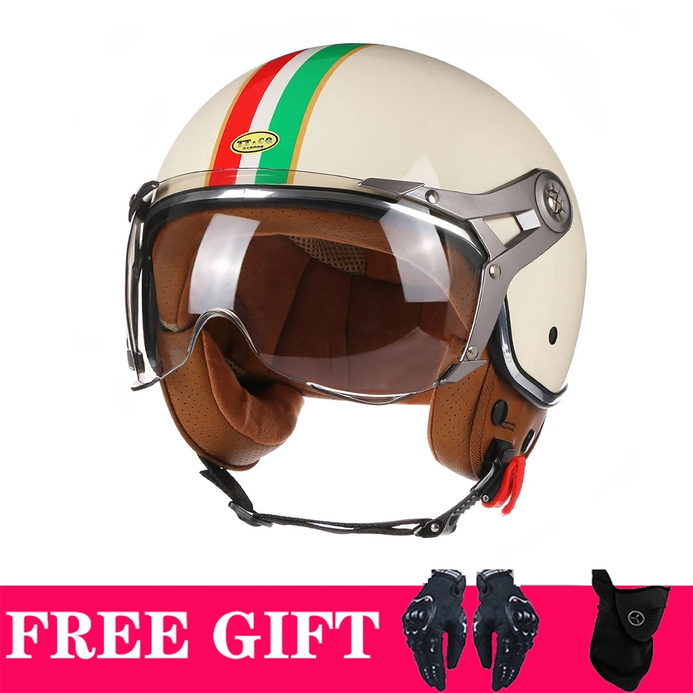 

3/4 Open Face Motorcycle Helmet Retro Chopper Vintage Casque Capacete De Moto DOT Approved ECE Men Women Scooter Motorbike casco