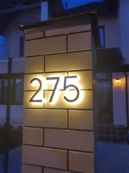 Metal 3D House Numbers, Outdoor Led Adress Outside, Waterproof Home Door Plates, Stainless Steel Illumilous Lettre, Address Sign
