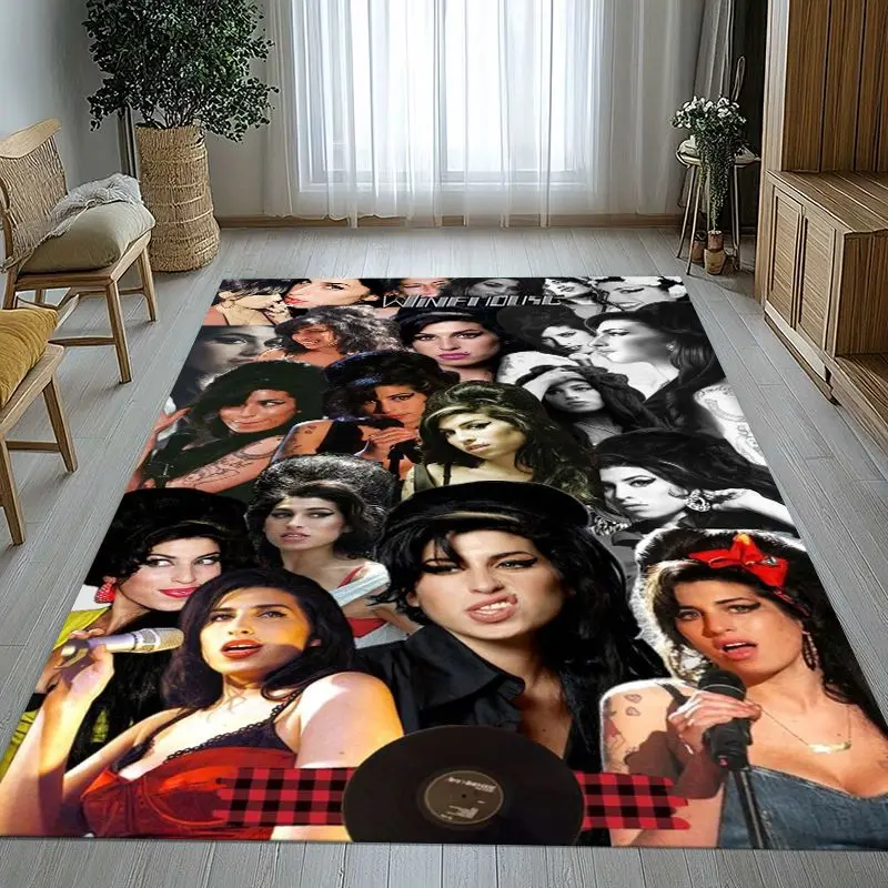 Amy Winehouse Music Singer Soft Non-Slip Large Area Rug for Living Room,Bedroom Playroom Carpet Mat for Sofa,Home Decor Gift
